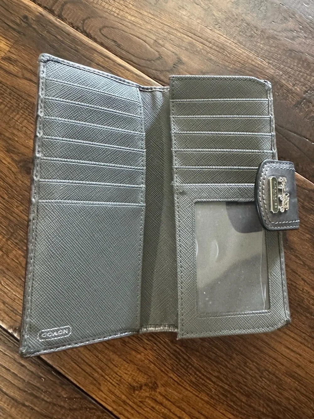 Coach Grey Silver Signature C Logo Wallet